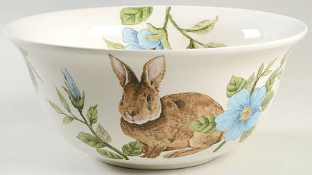 Floral Bunny 11" Round Serving Bowl