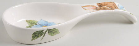 Floral Bunny Spoon Rest/Holder (Holds 1 Spoon)
