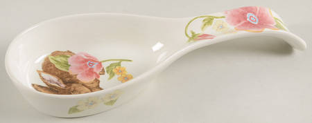 Floral Bunny Spoon Rest/Holder (Holds 1 Spoon)