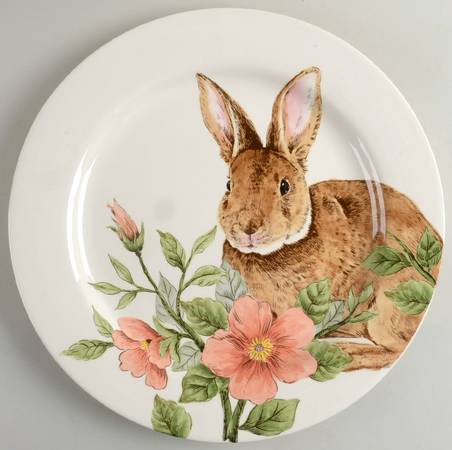 Floral Bunny 14" Chop Plate (Round Platter)