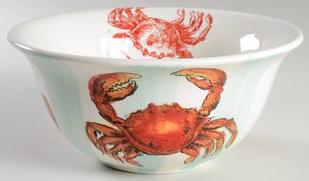 Crab Stripe 9" Round Serving Bowl