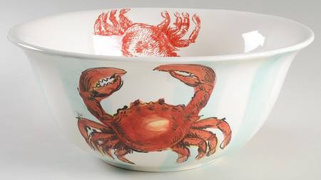 Crab Stripe 11" Round Serving Bowl