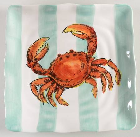 Crab Stripe Square Salad Plate