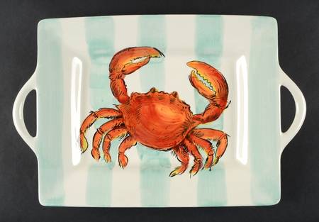 Crab Stripe 15" Handled Tray