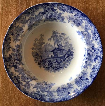 Genevese Blue (No Trim) Large Rim Soup Bowl