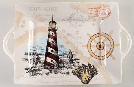 Red Lighthouse 15" Handled Tray