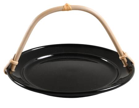 Amelia Rich Black 5 3/8"-5 5/8" Bamboo Handled Serving Plate  HC