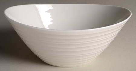 Swirl White (Bone) 9" Round Serving Bowl