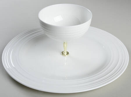 Swirl White (Bone) 3 1/4"-3 7/8" Chip & Dip/Veg Set 2 Pce (DP/FR) HC