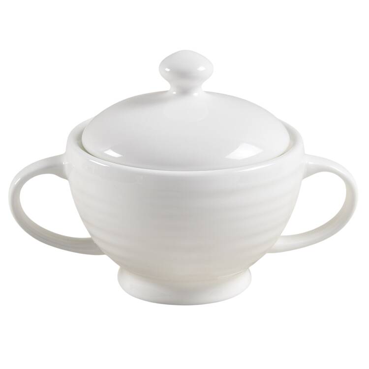 Swirl White (Bone) Sugar Bowl & Lid