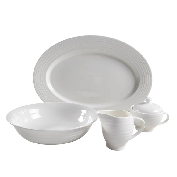 Swirl White (Bone) 5 Piece Hostess Set
