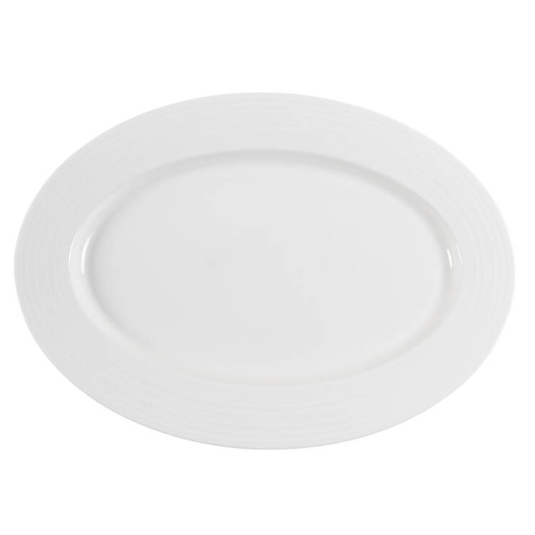 Swirl White (Bone) 15" Oval Serving Platter