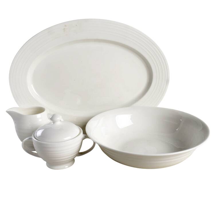 Swirl White (Bone) 5 Piece Hostess Set