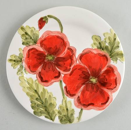 Cream Poppies Salad Plate