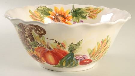 Bountiful Watercolor 12" Round Serving Bowl