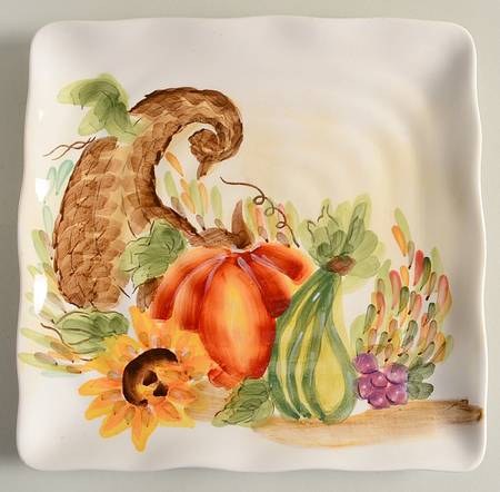 Bountiful Watercolor Square Salad Plate