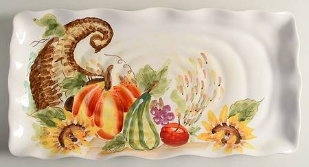 Bountiful Watercolor 17" Rectangular Serving Platter