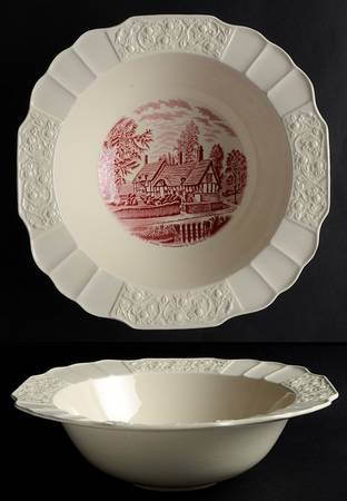 Shakespeare Land Pink (Embossed) 9" Round Vegetable Bowl
