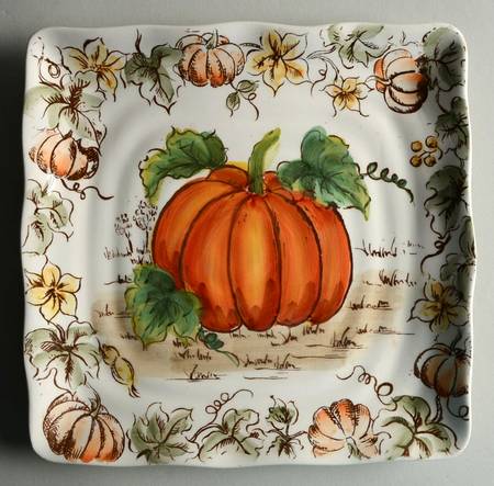 Color Pumpkin Square Salad Plate