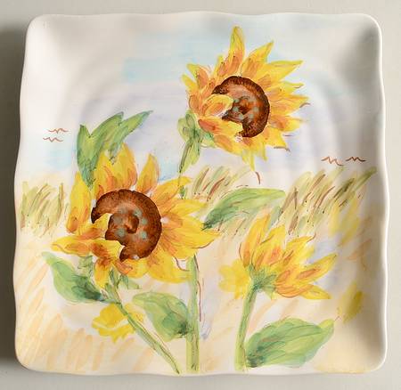 Flowing Sunflower Square Salad Plate