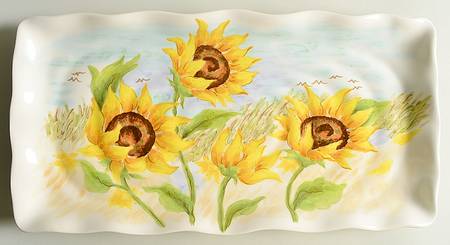Flowing Sunflower 17" Rectangular Serving Platter
