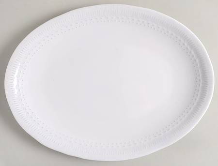 Ethnic White 15" Oval Serving Platter