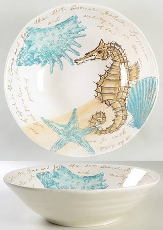 Seahorse 12" Round Serving Bowl