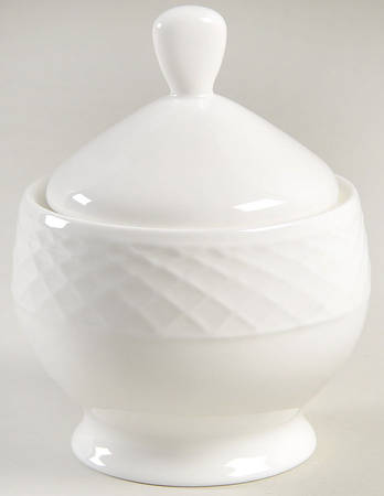 Trellis White Sugar Bowl & Lid