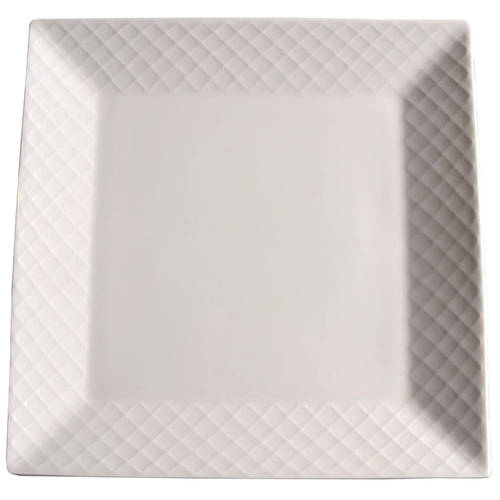 Trellis White Square Dinner Plate
