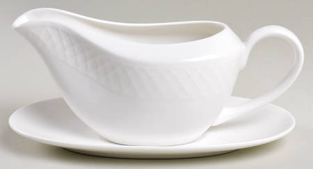 Trellis White Gravy Boat & Underplate