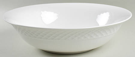 Trellis White 14" Round Serving Bowl