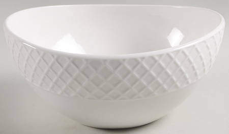 Trellis White 8" Oval Serving Bowl
