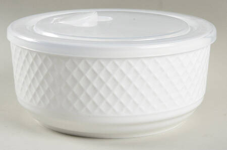 Trellis White 6" Storage Bowl Ceramic with Plastic Lid