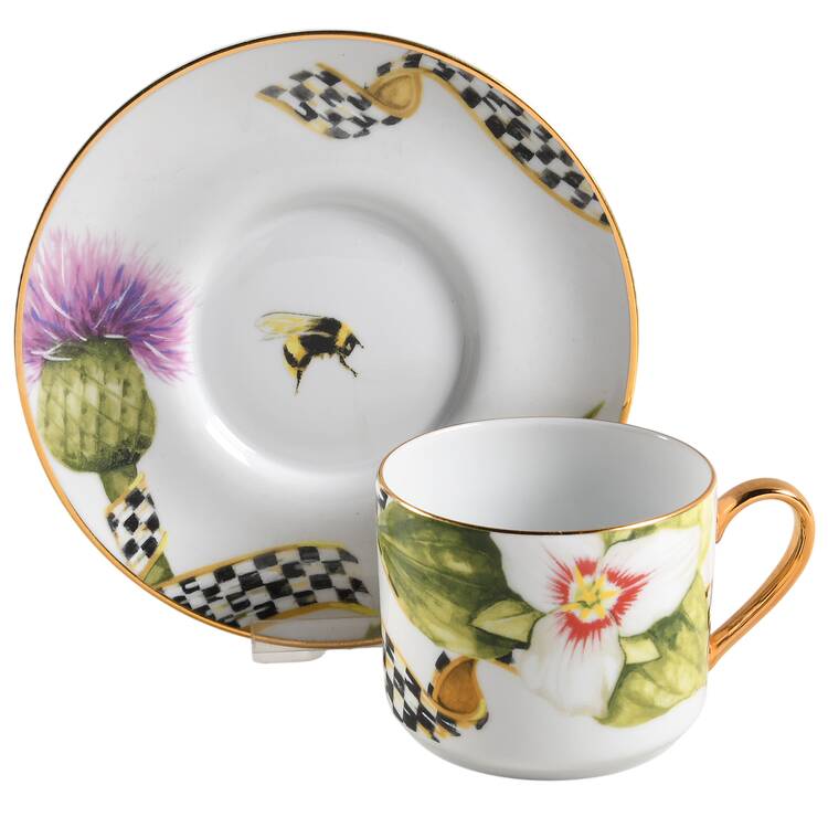 Thistle and Bee Flat Cup & Saucer Set