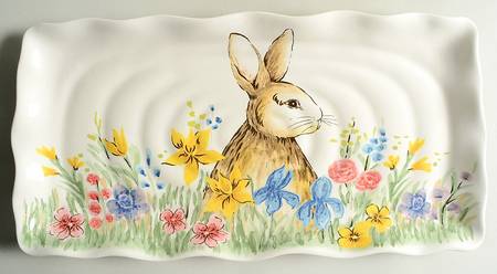 Bunny Floral 17" Rectangular Serving Platter