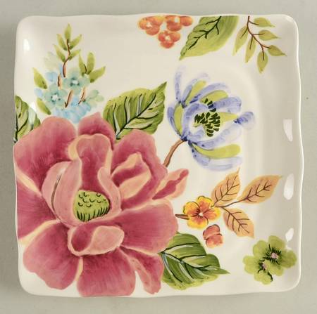 Color Peony Square Salad Plate