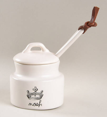Crown Honey Pot W/ Lid & Spoon /Dipper by Magenta