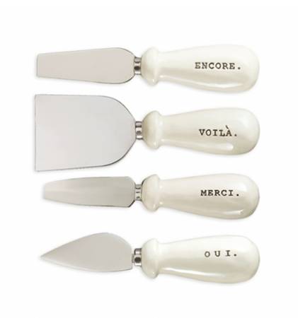Cheese (Fromage) Cheese Knife & Stainless Blade - Set of 4 Motifs