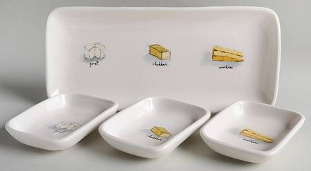 Cheese (Fromage) (Set of 3 Motif) Rectangular Dish & 12" Tray