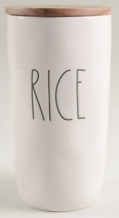 Farmhouse Rice Canister & Wood Lid