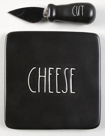 Farmhouse Black Cheese Plate & Knife Set
