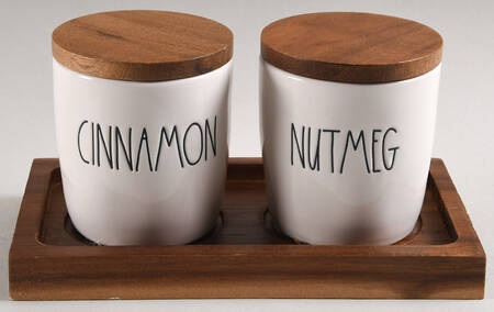 Farmhouse Spice Jar - Set of 2 & Wood Tray (SPINU, SPI)