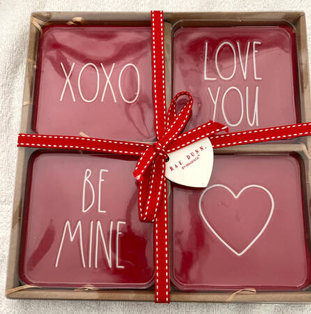 Farmhouse Square Corkback Coaster - Set of 4 Motif 5-8