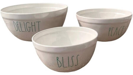 Farmhouse (3 Pc) Melamine Mixing Nesting Bowl Set(10",8",6")