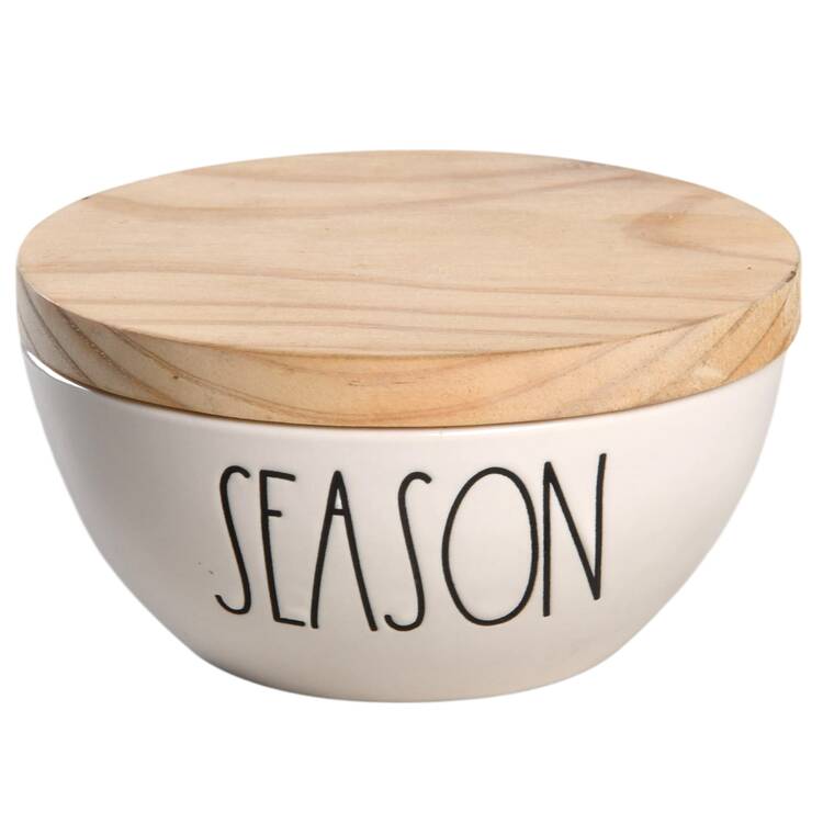 Farmhouse Spice Cellar/Pinch Bowl & Wood Lid