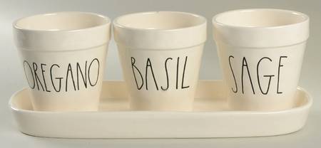 Farmhouse Planter Set (3) 4" Motif Planters (4-6) & Tray