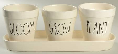 Farmhouse Planter Set (3) 4" Motif Planters (1-3) & Tray