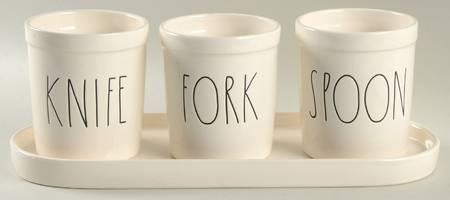 Farmhouse Flatware Caddy (3 Motif Holders & Tray)