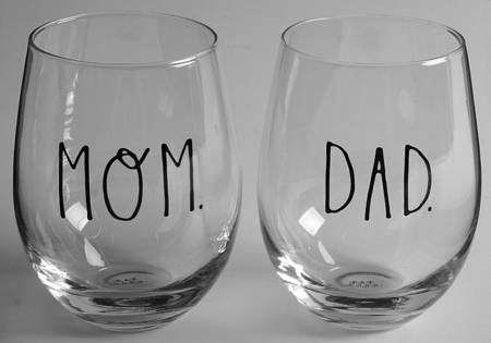 Farmhouse Glassware Stemless Wine - Set of 2 (Motifs 3 & 4)