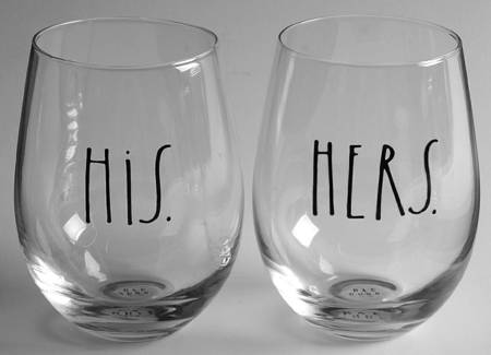 Farmhouse (Set of 2 Motif) Glassware Stemless Wine